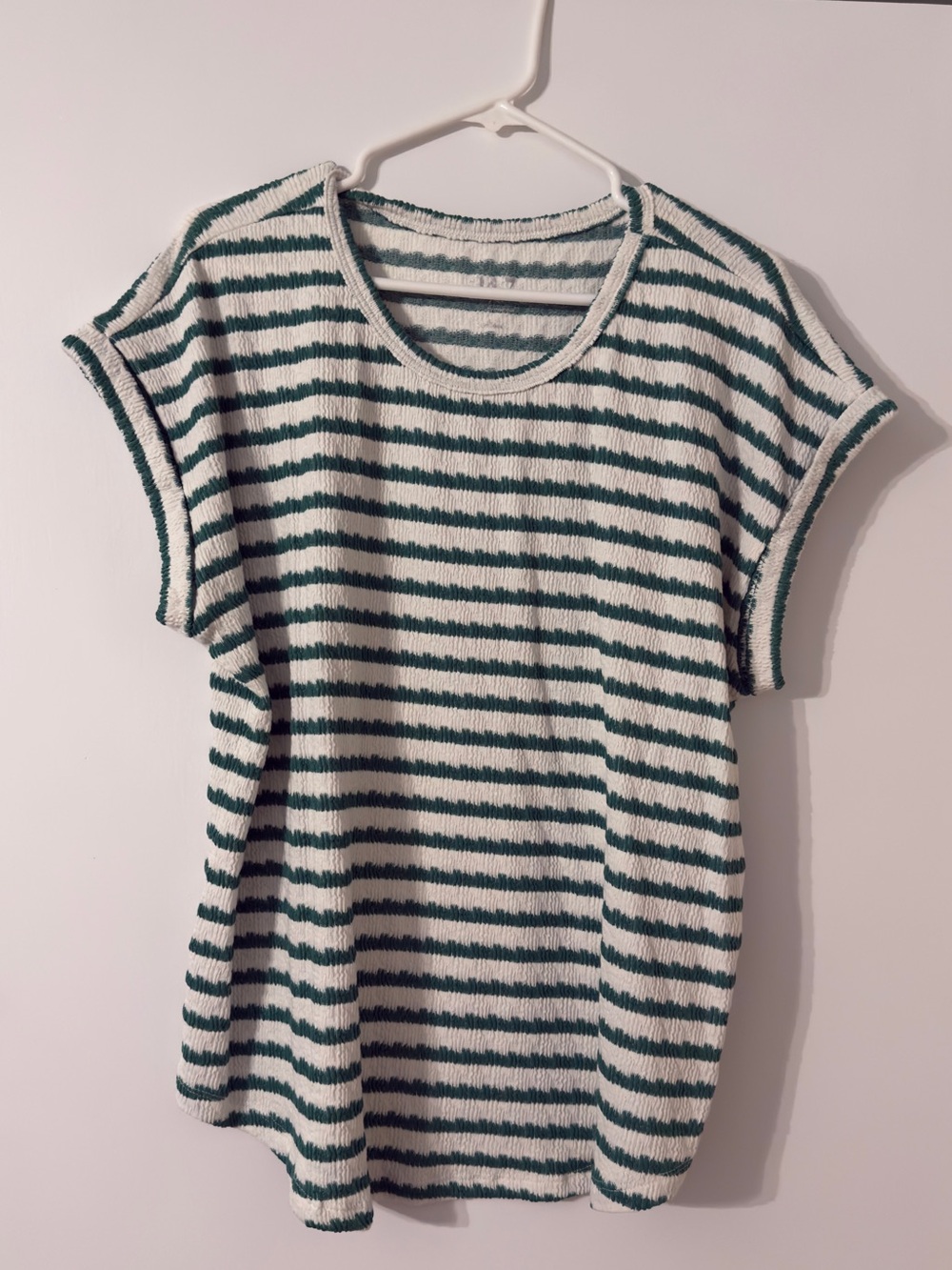 Maurices Green and White Striped Short Sleeve Tee